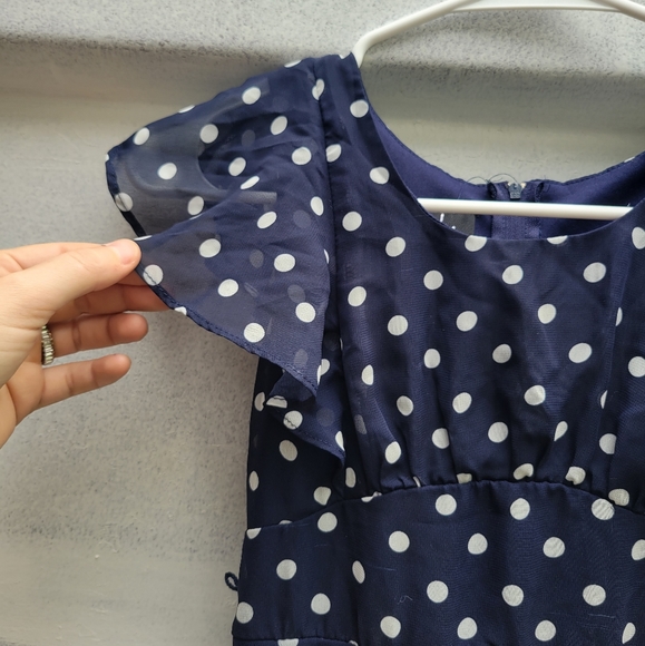 Girls ruffle flutter flowy polka dot dress size 7 - Picture 2 of 11